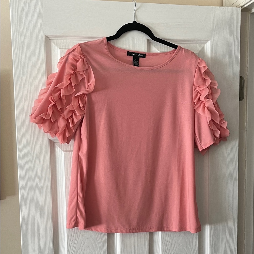 The Limited Pink Ruffle Sleeve Blouse